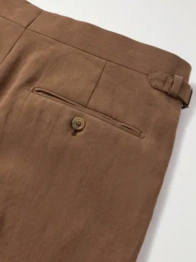 dunhill Straight-Leg Pleated Linen Suit Trousers - Men | Thumbnail 5