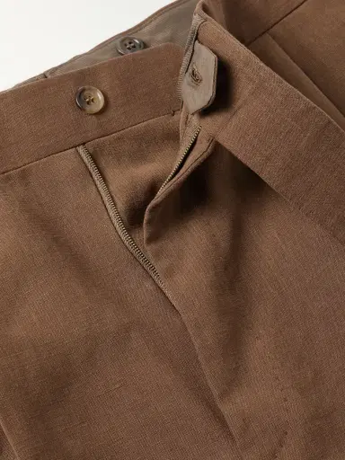 dunhill Straight-Leg Pleated Linen Suit Trousers - Men | Thumbnail 6