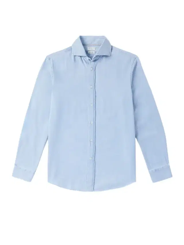 Brunello Cucinelli Cutaway-Collar Cotton-Chambray Shirt - Men