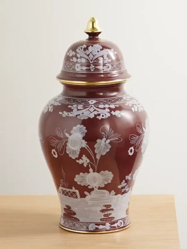 Potiche Gold-plated Porcelain Vase