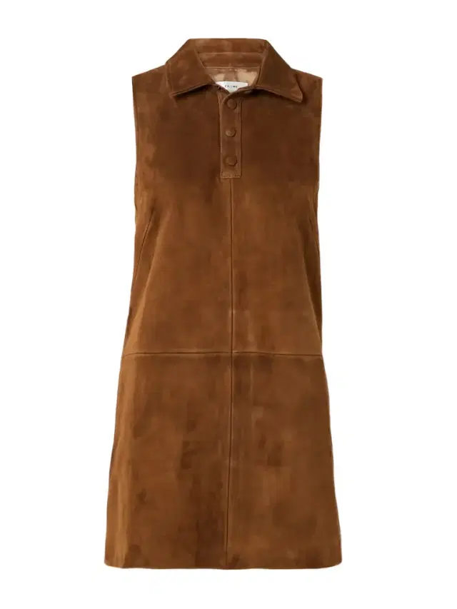 Paneled Suede Mini Shirt Dress
