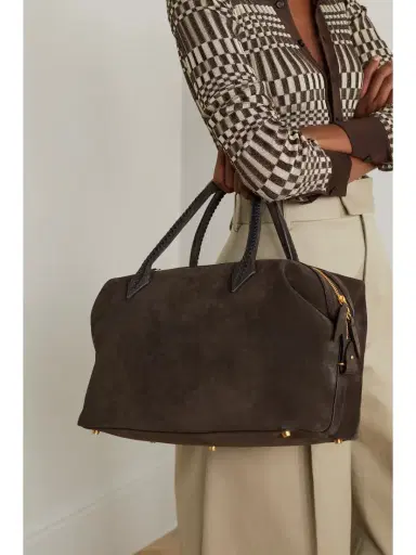 Métier Perriand City Medium Braided Leather-trimmed Suede Tote | Thumbnail 2