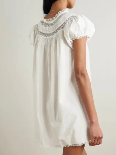 DÔEN Daphne Lace-trimmed Pintucked Organic Cotton-voile Mini Dress | Thumbnail 3 DÔEN Daphne Lace-trimmed Pintucked Organic Cotton-voile Mini Dress | Thumbnail 3