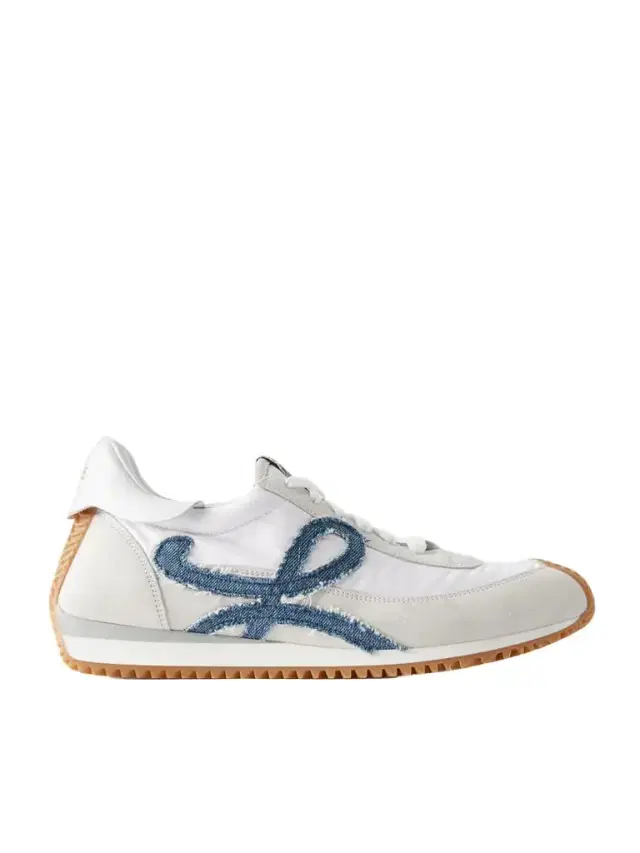Loewe Flow Runner Denim-trimmed Shell And Suede Sneakers