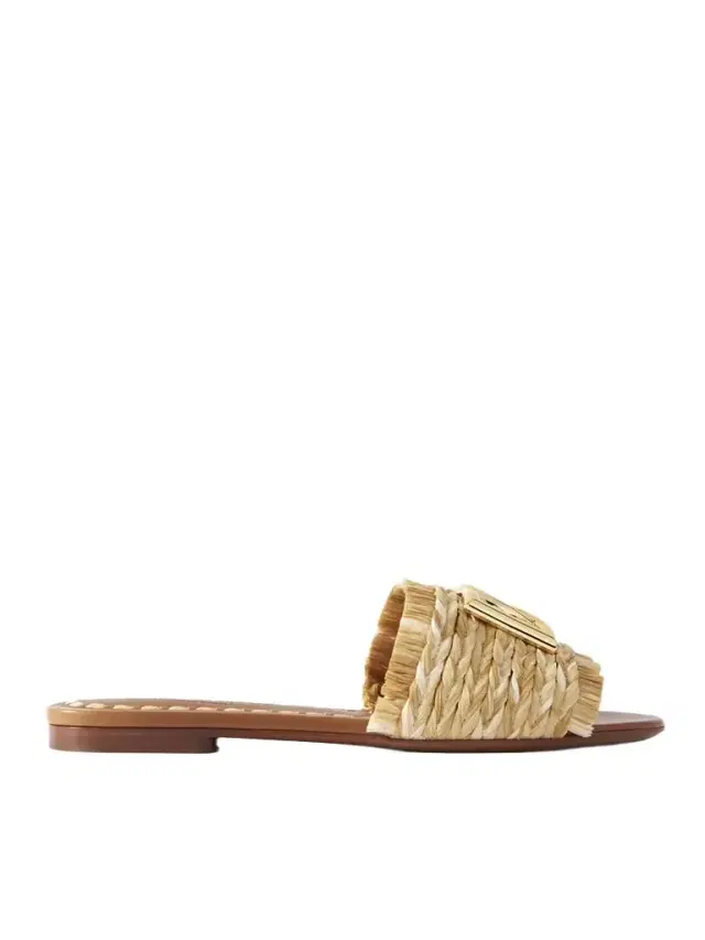 Embellished Braided Raffia Sandals