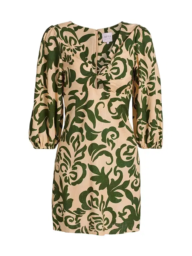 MISA Los Angeles Women's Willa Printed Keyhole Minidress - Tonal Cactus