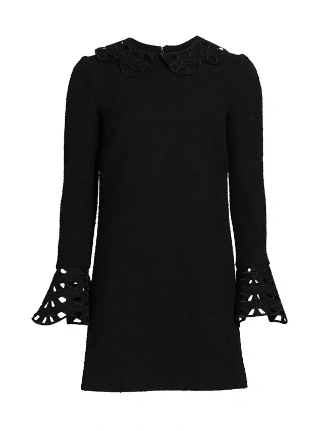 Oscar de la Renta Women's Threadwork Cut-Out Tweed Dress - Black