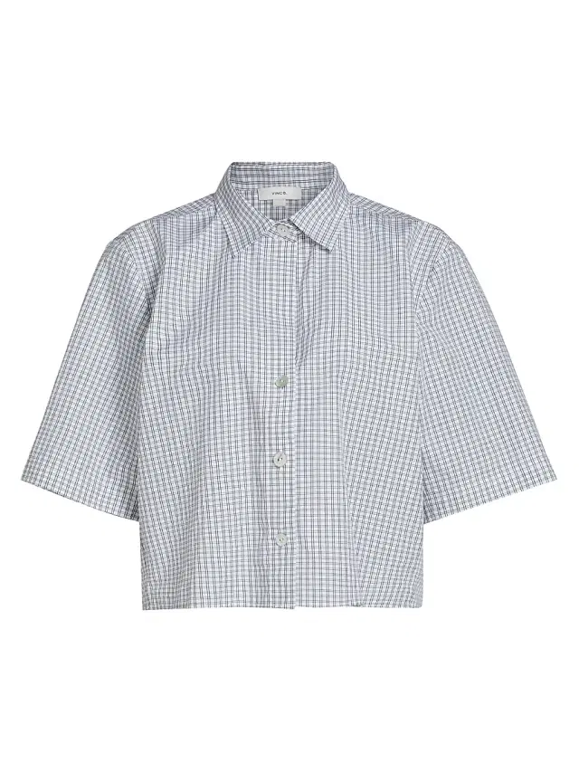 Vince Women's Cropped Check Cotton Shirt - Off White Coastal