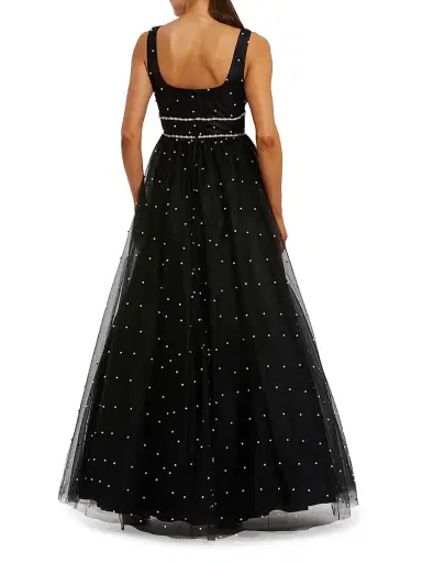 Mac Duggal Women's Embellished Tulle Sleeveless Gown - Black Ivory - Size 16 | Thumbnail 2