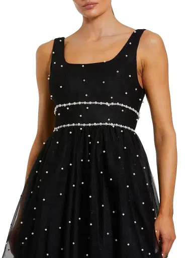 Mac Duggal Women's Embellished Tulle Sleeveless Gown - Black Ivory - Size 16 | Thumbnail 3