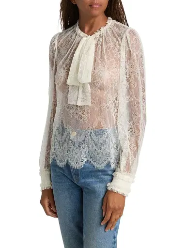 Ulla Johnson Women's Iliana Tieneck Lace Blouse - Pearl | Thumbnail 4