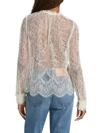 Ulla Johnson Women's Iliana Tieneck Lace Blouse - Pearl | Thumbnail 5