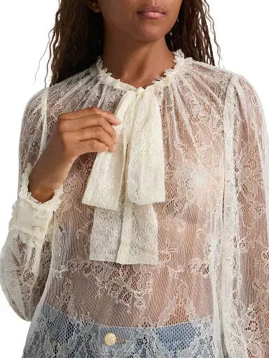 Ulla Johnson Women's Iliana Tieneck Lace Blouse - Pearl | Thumbnail 6