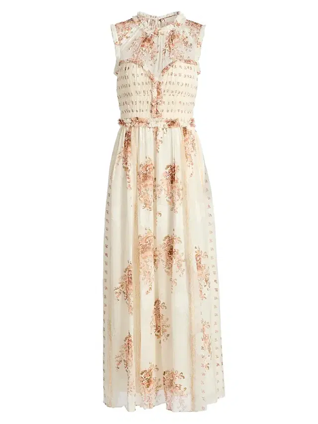 Ulla Johnson Women's Kasia Printed Silk Chiffon Midi-Dress - Alabaster