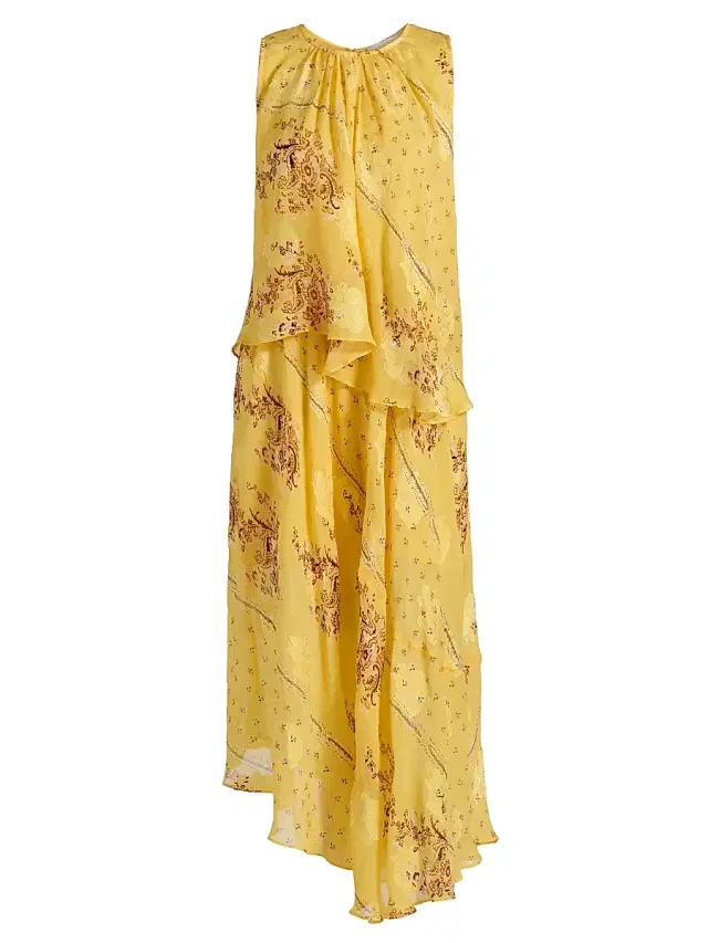 Ulla Johnson Women's Caprice Asymmetric Printed Silk Midi-Dress - Soleil