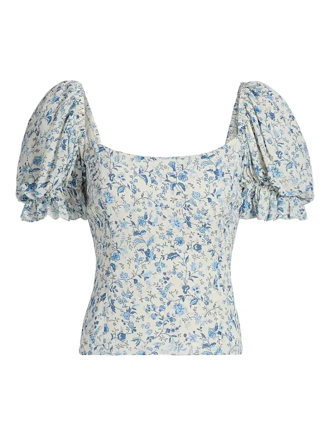 Women's Marin Floral Puff-Sleeve Top - Nile