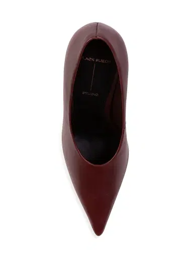 Black Suede Studio Women's Jona 100MM Leather Pumps - Bordeaux Leather - Size 8.5 | Thumbnail 3