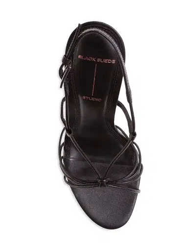 Black Suede Studio Women's Fern 100MM Leather Sandals - Black Leather | Thumbnail 3