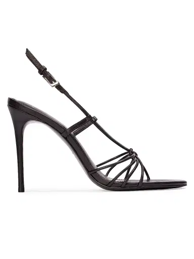 Black Suede Studio Women's Fern 100MM Leather Sandals - Black Leather | Thumbnail 1