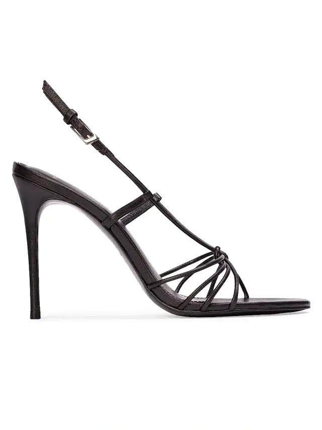 Black Suede Studio Women's Fern 100MM Leather Sandals - Black Leather