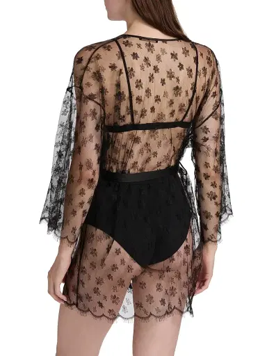 Kiki de Montparnasse Women's Floral Lace Robe - Black - Size Medium | Thumbnail 5 Kiki de Montparnasse Women's Floral Lace Robe - Black - Size Medium | Thumbnail 5