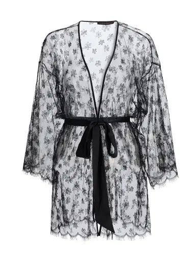 Kiki de Montparnasse Women's Floral Lace Robe - Black - Size Medium | Thumbnail 1 Kiki de Montparnasse Women's Floral Lace Robe - Black - Size Medium | Thumbnail 1