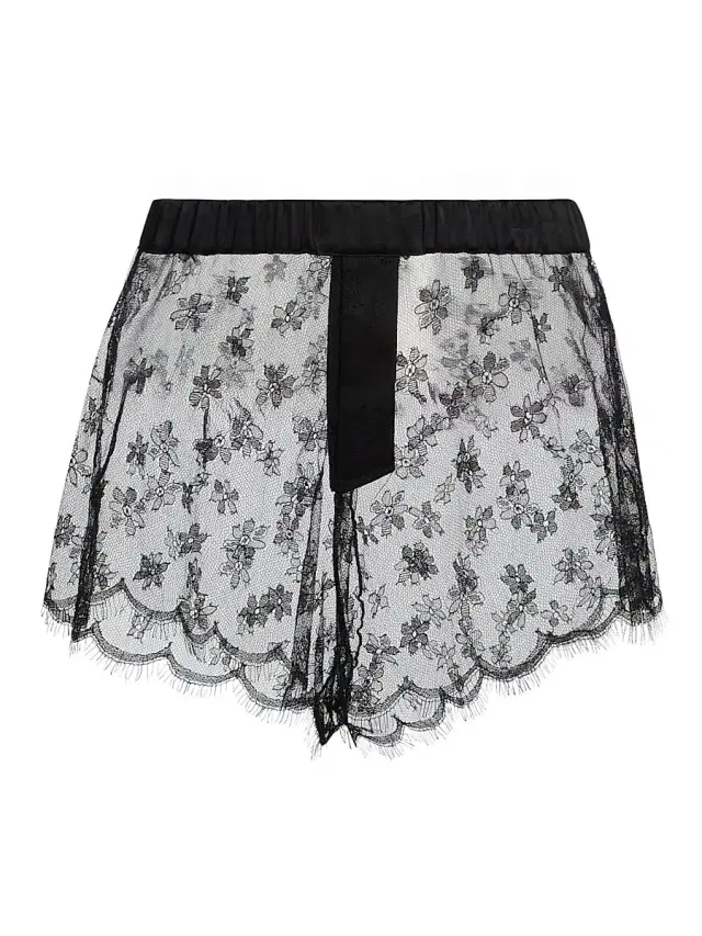 Women's Floral Lace Boxer Shorts - Black