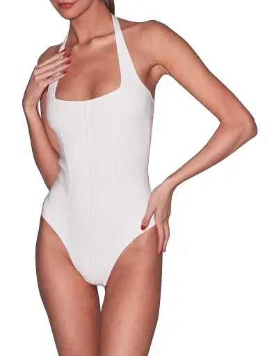 Fleur du Mal Women's Sofia Halterneck Bodysuit - Ivory - Size Large | Thumbnail 2 Fleur du Mal Women's Sofia Halterneck Bodysuit - Ivory - Size Large | Thumbnail 2