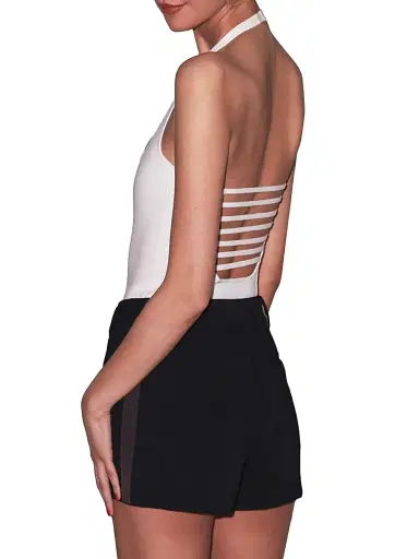 Fleur du Mal Women's Sofia Halterneck Bodysuit - Ivory - Size Large | Thumbnail 4 Fleur du Mal Women's Sofia Halterneck Bodysuit - Ivory - Size Large | Thumbnail 4