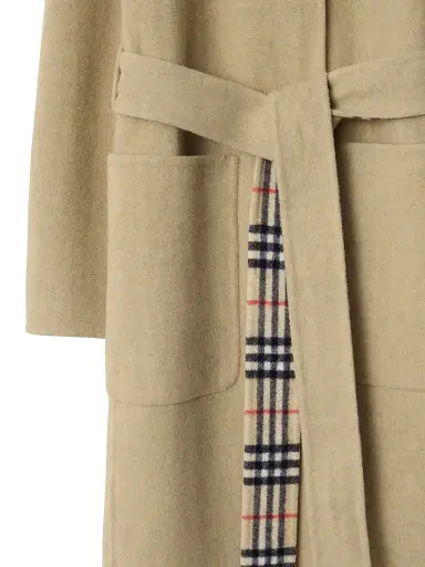 Burberry Women's Turnbridge Wool Reversiable Wrap Coat - Sand Ip Check | Thumbnail 8