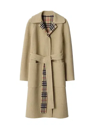 Burberry Women's Turnbridge Wool Reversiable Wrap Coat - Sand Ip Check | Thumbnail 1