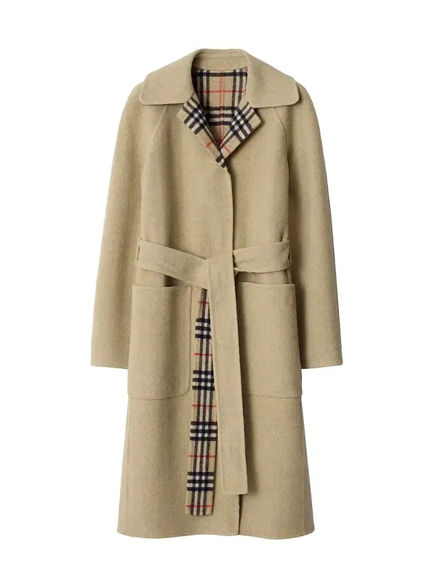 Burberry Women's Turnbridge Wool Reversiable Wrap Coat - Sand Ip Check