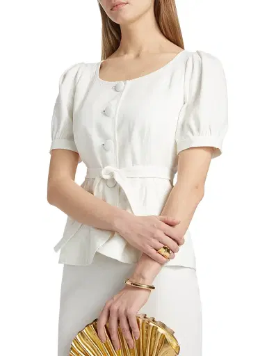 Saloni Women's Blanca Puff-Sleeve Jacket - | Thumbnail 6 Saloni Women's Blanca Puff-Sleeve Jacket - | Thumbnail 6