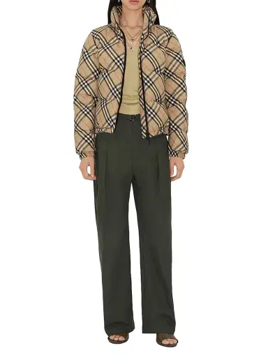 Burberry Women's Check Down Puffer Jacket - Sand Ip Check - Size XL | Thumbnail 2 Burberry Women's Check Down Puffer Jacket - Sand Ip Check - Size XL | Thumbnail 2