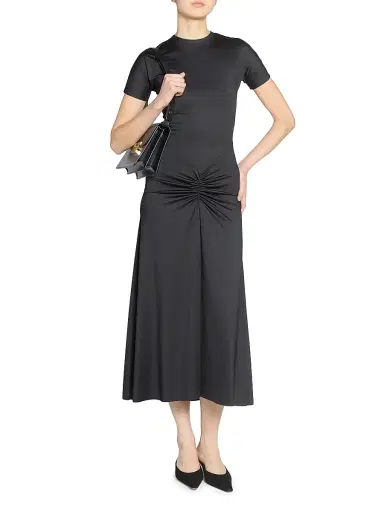 Victoria Beckham Women's Gathered Cotton T-Shirt Midi-Dress - Black - Size 0 | Thumbnail 2 Victoria Beckham Women's Gathered Cotton T-Shirt Midi-Dress - Black - Size 0 | Thumbnail 2