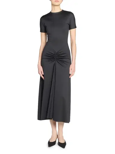 Victoria Beckham Women's Gathered Cotton T-Shirt Midi-Dress - Black - Size 0 | Thumbnail 3 Victoria Beckham Women's Gathered Cotton T-Shirt Midi-Dress - Black - Size 0 | Thumbnail 3