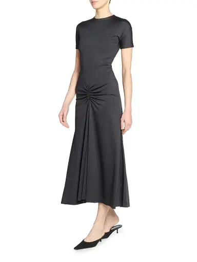 Victoria Beckham Women's Gathered Cotton T-Shirt Midi-Dress - Black - Size 0 | Thumbnail 4 Victoria Beckham Women's Gathered Cotton T-Shirt Midi-Dress - Black - Size 0 | Thumbnail 4
