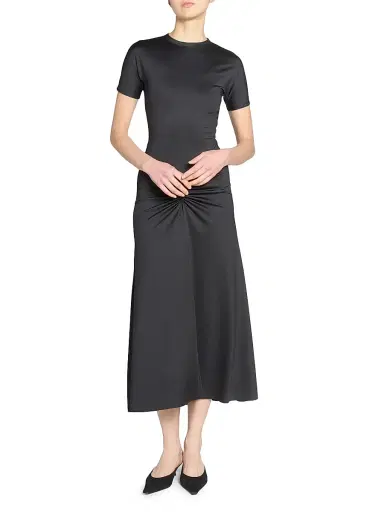 Victoria Beckham Women's Gathered Cotton T-Shirt Midi-Dress - Black - Size 0 | Thumbnail 6 Victoria Beckham Women's Gathered Cotton T-Shirt Midi-Dress - Black - Size 0 | Thumbnail 6