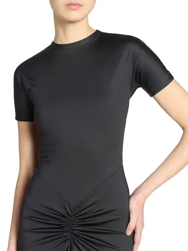 Victoria Beckham Women's Gathered Cotton T-Shirt Midi-Dress - Black - Size 0 | Thumbnail 7 Victoria Beckham Women's Gathered Cotton T-Shirt Midi-Dress - Black - Size 0 | Thumbnail 7