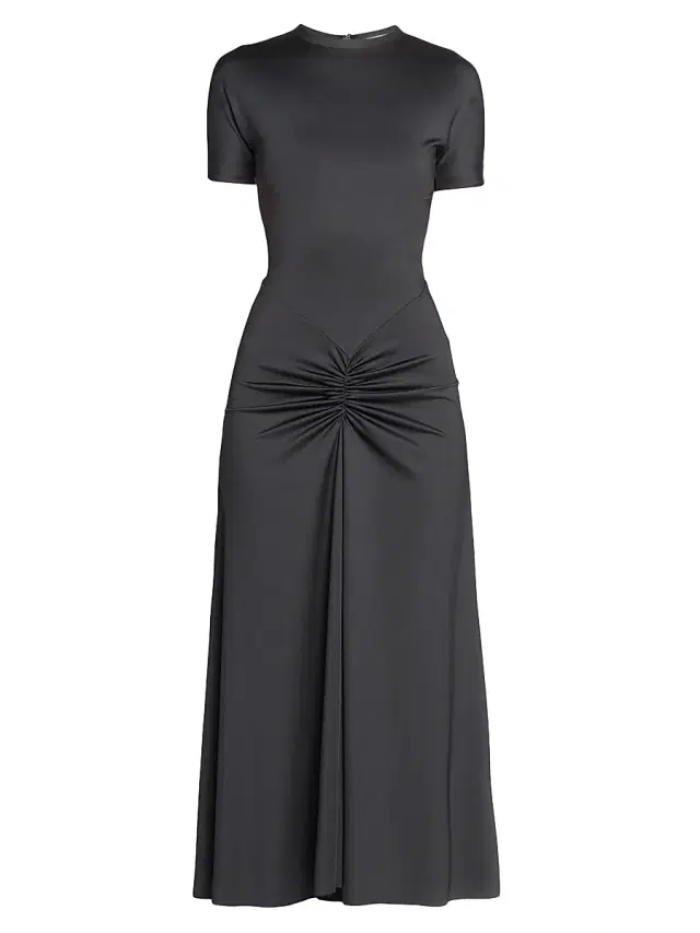 Victoria Beckham Women's Gathered Cotton T-Shirt Midi-Dress - Black