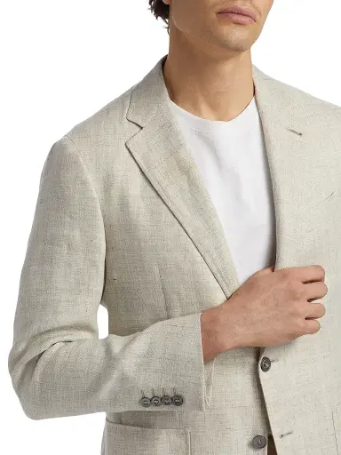 Canali Men's Kei Linen-Wool Sportcoat - Light Tan - Size 42 | Thumbnail 6 Canali Men's Kei Linen-Wool Sportcoat - Light Tan - Size 42 | Thumbnail 6
