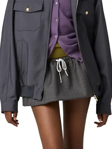 Miu Miu Women's Prince of Wales Miniskirt - Grey | Thumbnail 5 Miu Miu Women's Prince of Wales Miniskirt - Grey | Thumbnail 5