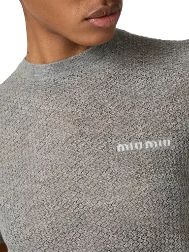 Miu Miu Women's Cashmere Sweater - Grey | Thumbnail 4 Miu Miu Women's Cashmere Sweater - Grey | Thumbnail 4
