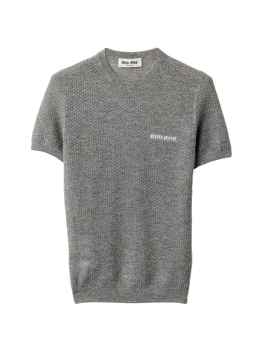 Miu Miu Women's Cashmere Sweater - Grey | Thumbnail 1 Miu Miu Women's Cashmere Sweater - Grey | Thumbnail 1