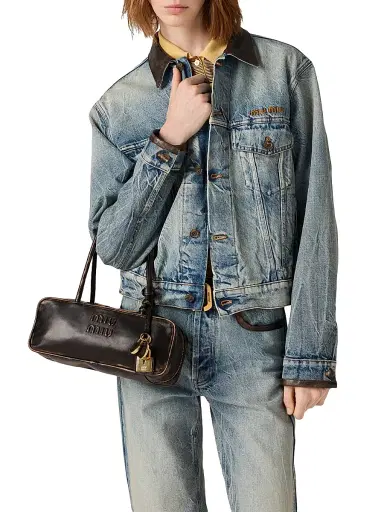 Miu Miu Women's Beau Nappa Leather Top Handle Bag - Brown | Thumbnail 3 Miu Miu Women's Beau Nappa Leather Top Handle Bag - Brown | Thumbnail 3