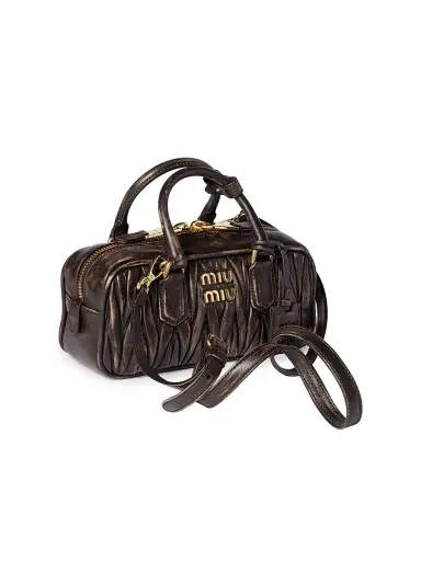 Miu Miu Women's Arcadie Matelassé Nappa Leather Top Handle Bag - Brown | Thumbnail 2 Miu Miu Women's Arcadie Matelassé Nappa Leather Top Handle Bag - Brown | Thumbnail 2