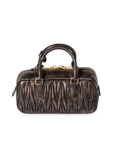 Miu Miu Women's Arcadie Matelassé Nappa Leather Top Handle Bag - Brown | Thumbnail 3 Miu Miu Women's Arcadie Matelassé Nappa Leather Top Handle Bag - Brown | Thumbnail 3