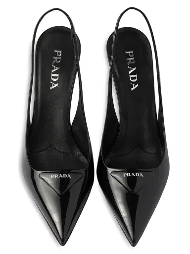 Prada Women's Patent Leather Slingback Pumps - Black - Size 12 | Thumbnail 2 Prada Women's Patent Leather Slingback Pumps - Black - Size 12 | Thumbnail 2