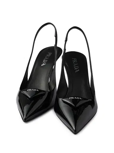 Prada Women's Patent Leather Slingback Pumps - Black - Size 12 | Thumbnail 4 Prada Women's Patent Leather Slingback Pumps - Black - Size 12 | Thumbnail 4