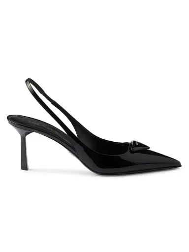 Prada Women's Patent Leather Slingback Pumps - Black - Size 12 | Thumbnail 1 Prada Women's Patent Leather Slingback Pumps - Black - Size 12 | Thumbnail 1